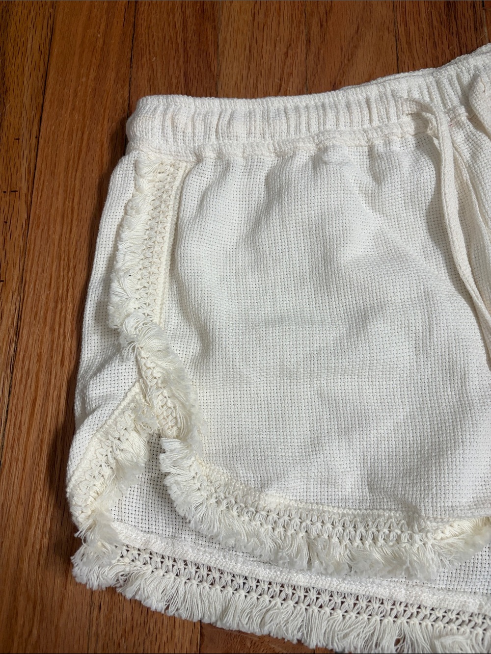 Boho Crochet-Trim Athletic Shorts - Cream - Picture 2 of 7